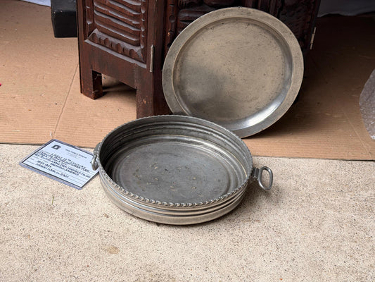 Dixon & Son Antique 1820s Sheffield Pewter Hot Water Warming Plate Dish