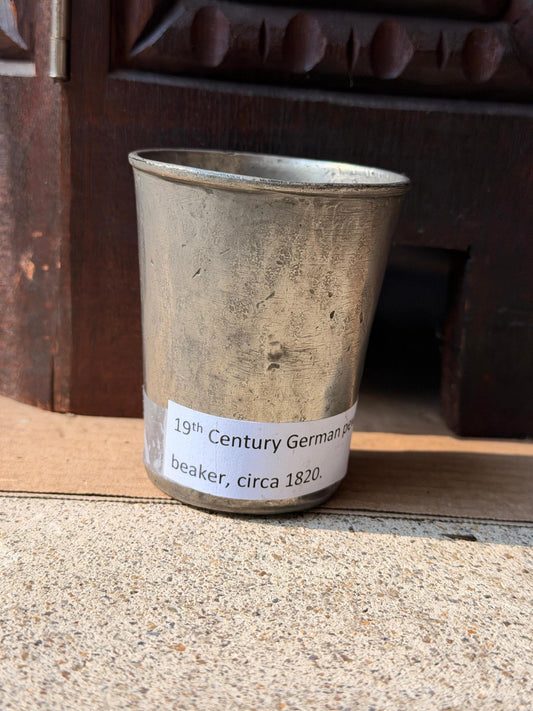 Antique 19th C German Pewter Beaker Tumbler Crown Touchmark Circa 1820 3.8in