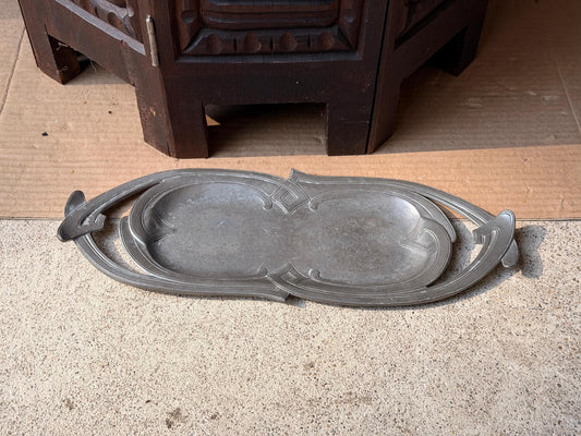Antique Art Nouveau Pewter Pen Tray Vide Poche Jugendstil Feinzinn 13in
