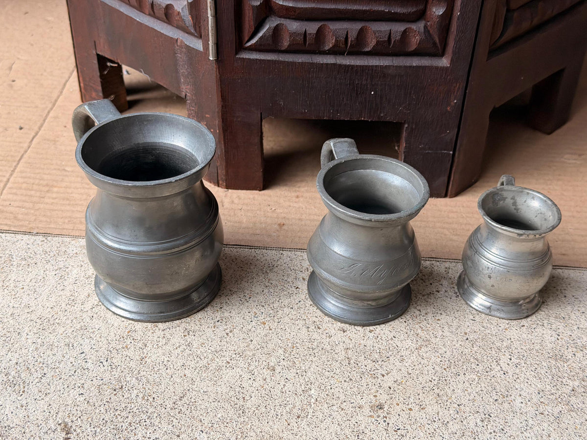 Antique Pewter Tavern Measures Set Gaskell Chambers Birmingham English Gill