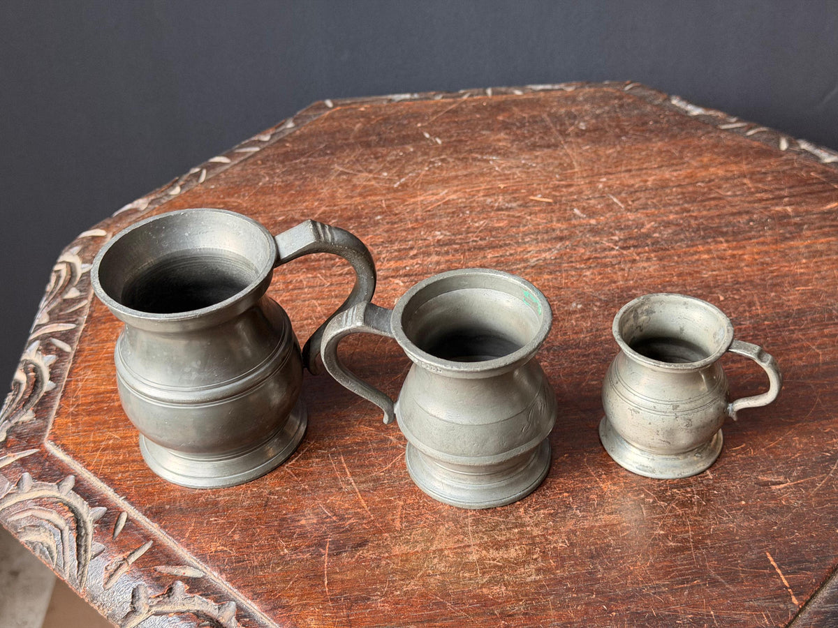 Antique Pewter Tavern Measures Set Gaskell Chambers Birmingham English Gill