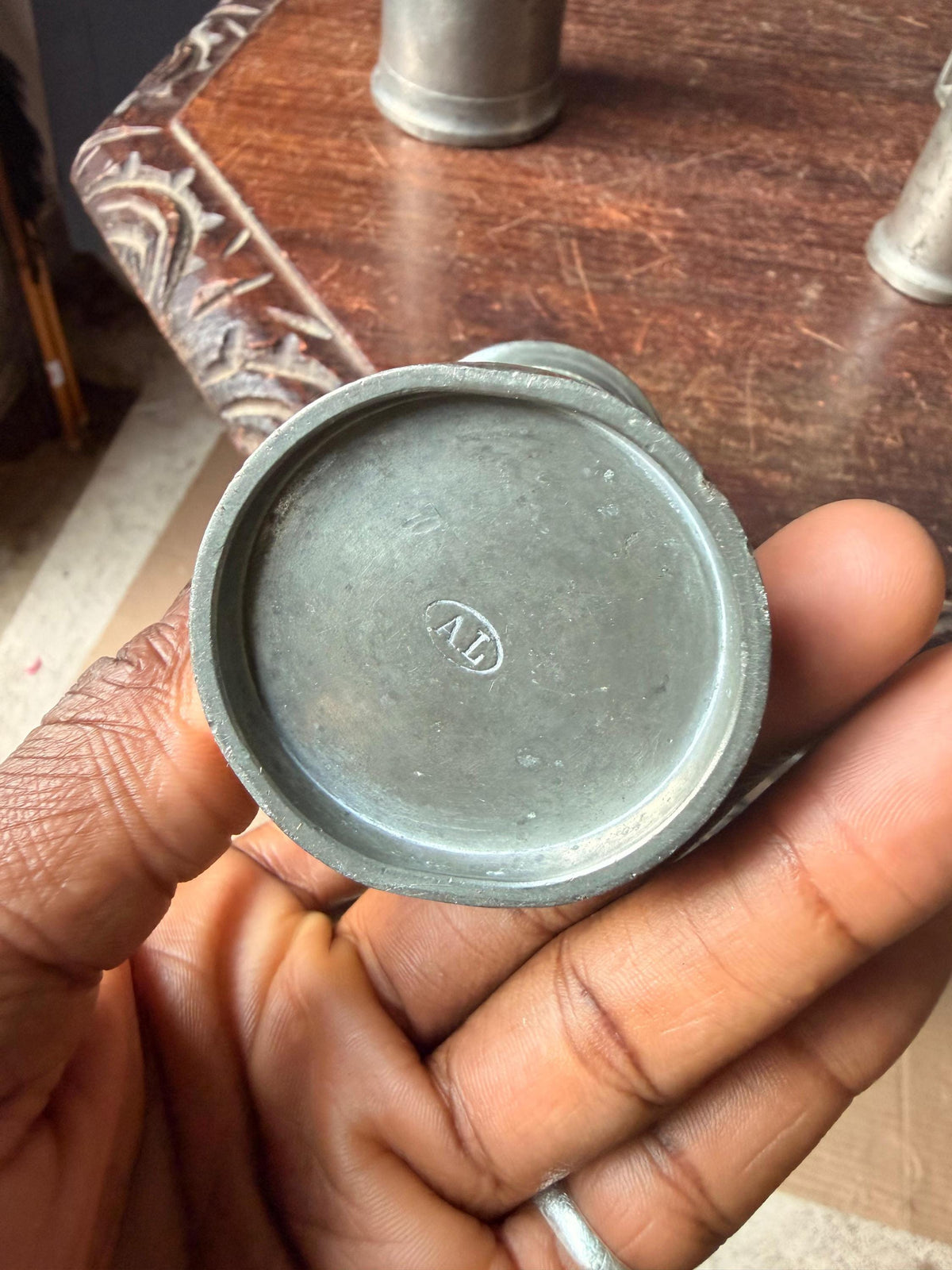 Vintage Pewter Liquid Measures Set A Maggi Barcelona Spanish Metalware