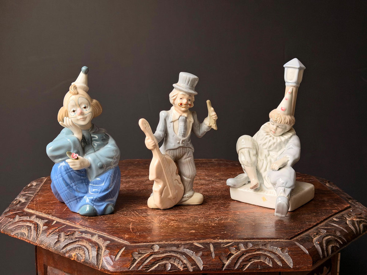 Vintage Porcelain Clown Figurines Set of 3 Porcelana De Cuernavaca Mexico