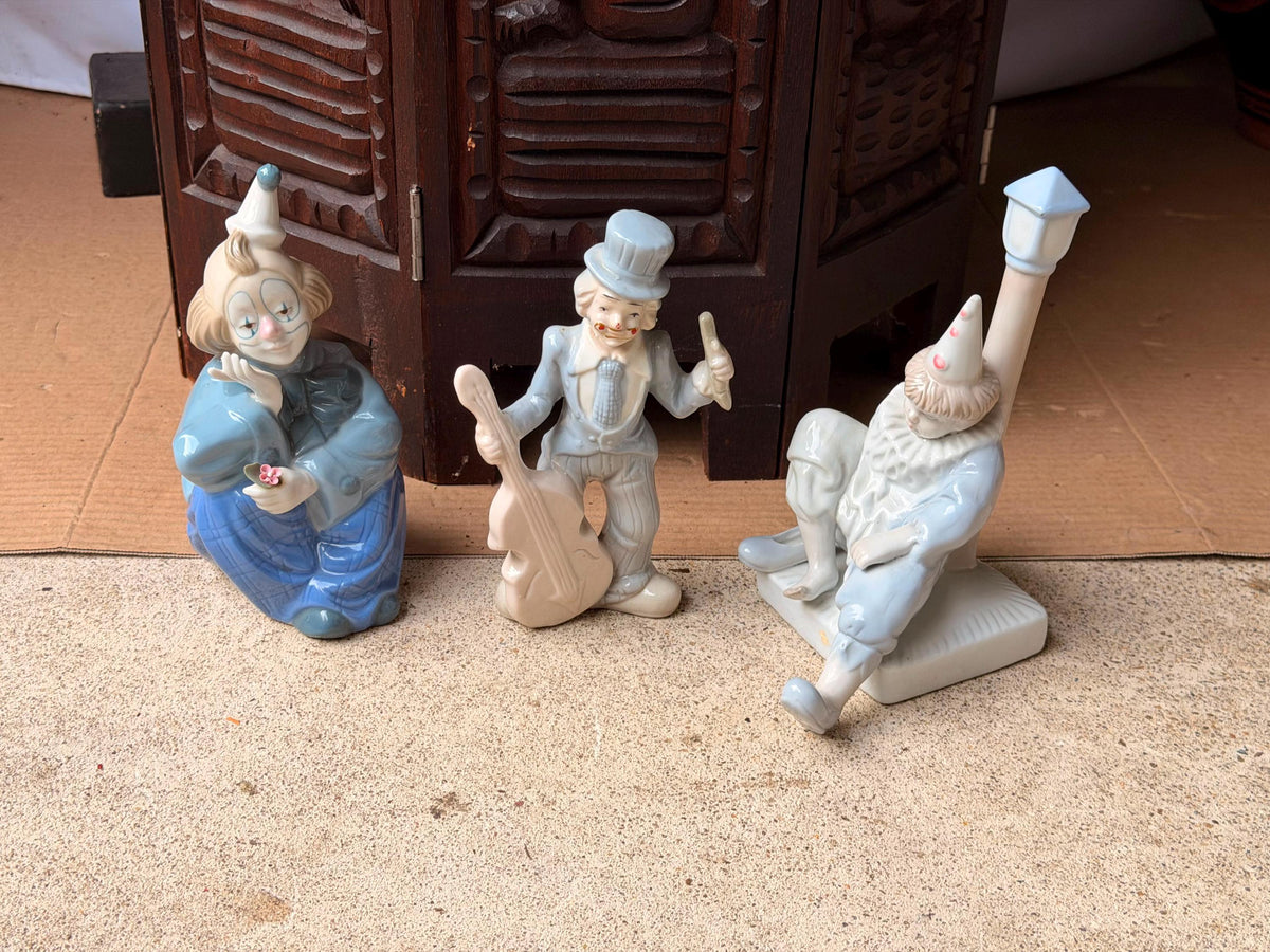 Vintage Porcelain Clown Figurines Set of 3 Porcelana De Cuernavaca Mexico
