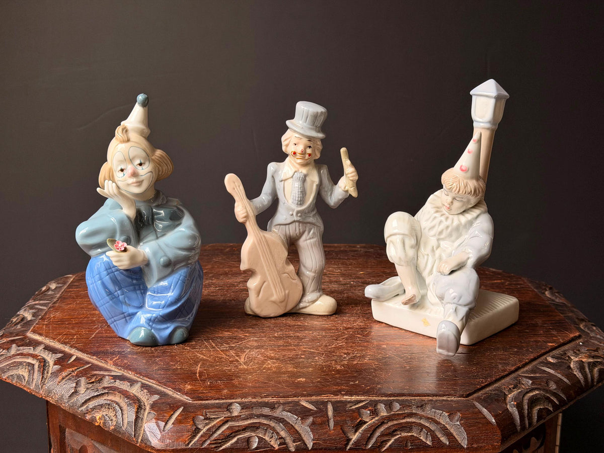 Vintage Porcelain Clown Figurines Set of 3 Porcelana De Cuernavaca Mexico