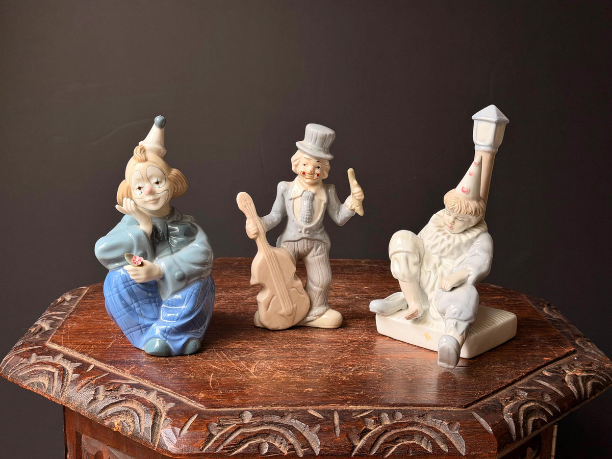 Vintage Porcelain Clown Figurines Set of 3 Porcelana De Cuernavaca Mexico
