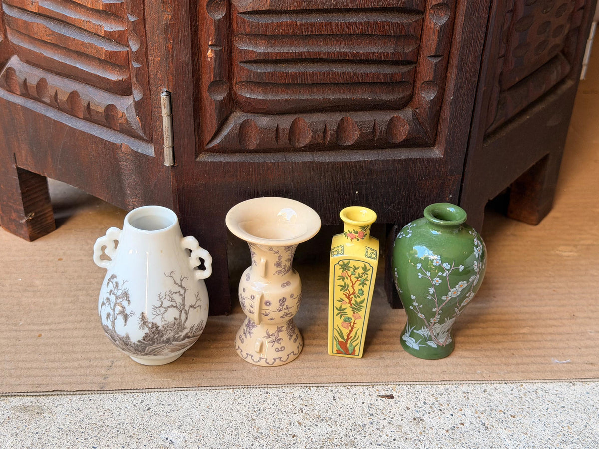 4 Vintage Japanese Miniature Vases Franklin Porcelain 1980 Imperial Dynasty 3.3"