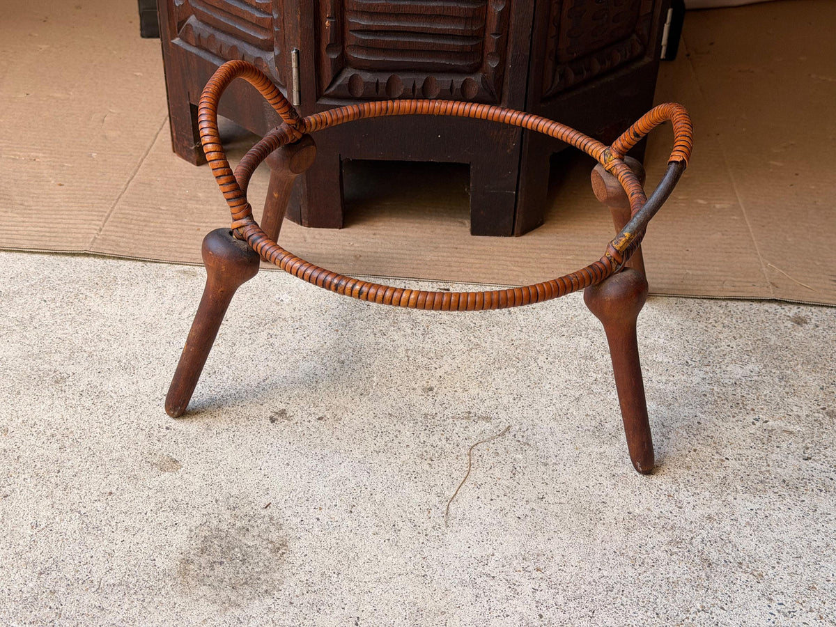 Vintage MCM Jens Quistgaard Dansk Teak Rattan Casserole Stand Trivet 10in
