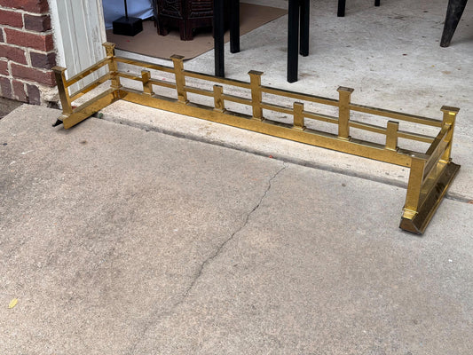 MCM Brass Fireplace Fender Hearth Guard Geometric Railing 52" Free Ship