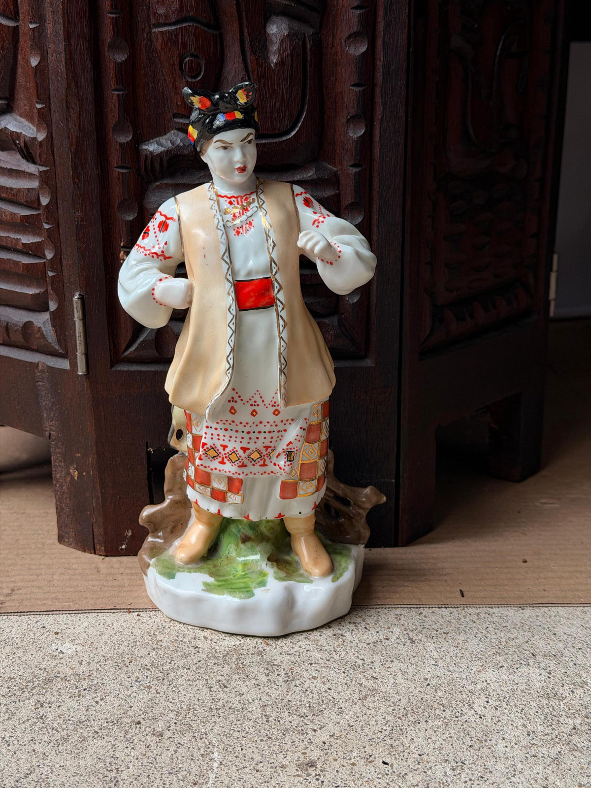 Vintage Porcelain Figurine Odarka Folk Woman Eastern European Slavic Art 9.5"