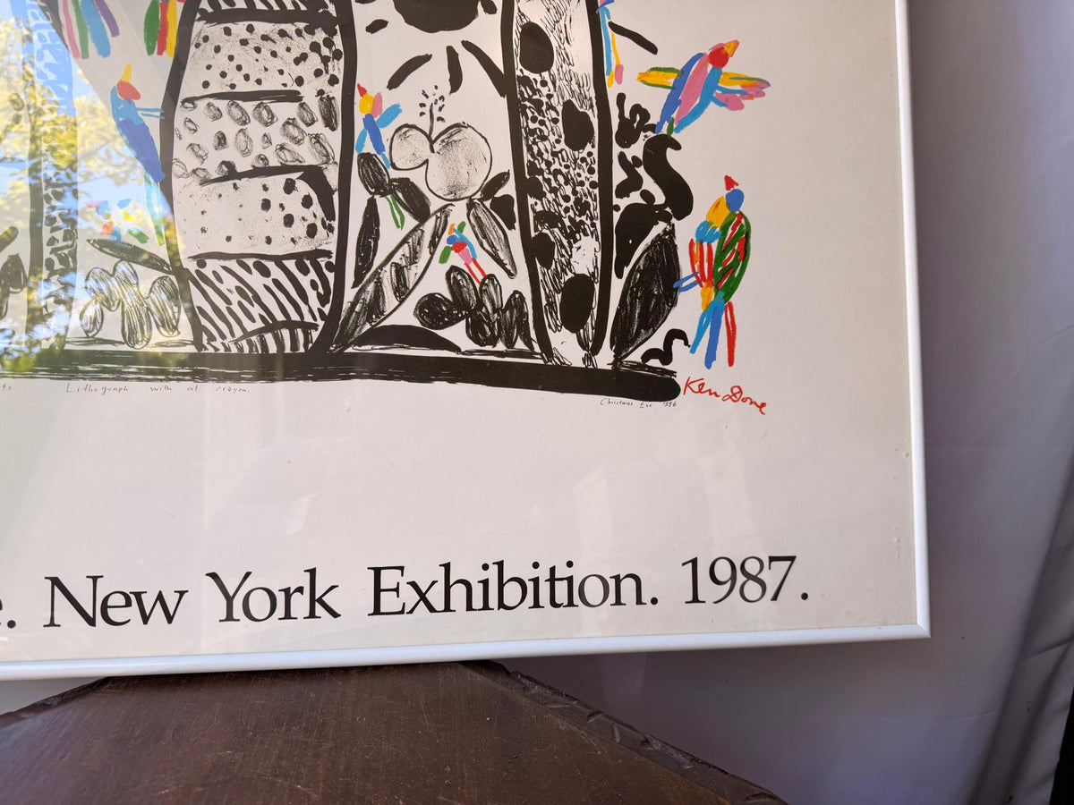 Vintage 1987 Ken Done New York Exhibition Poster Seventeen Parrots 30x24.5