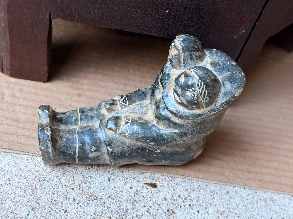 Vintage Inuit Soapstone Carving Mother Child Amauti Parka Sculpture 4.2"