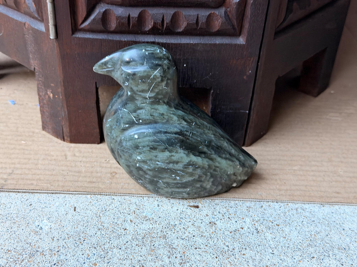 Vintage Signed Ross Parkinson Soapstone Bird Carving Canadian Steatite 5.8"