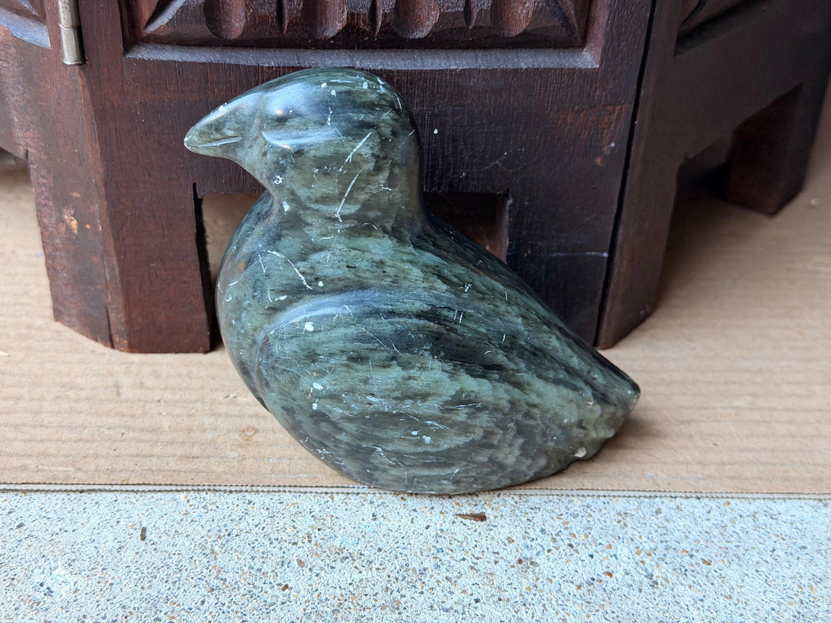 Vintage Signed Ross Parkinson Soapstone Bird Carving Canadian Steatite 5.8"