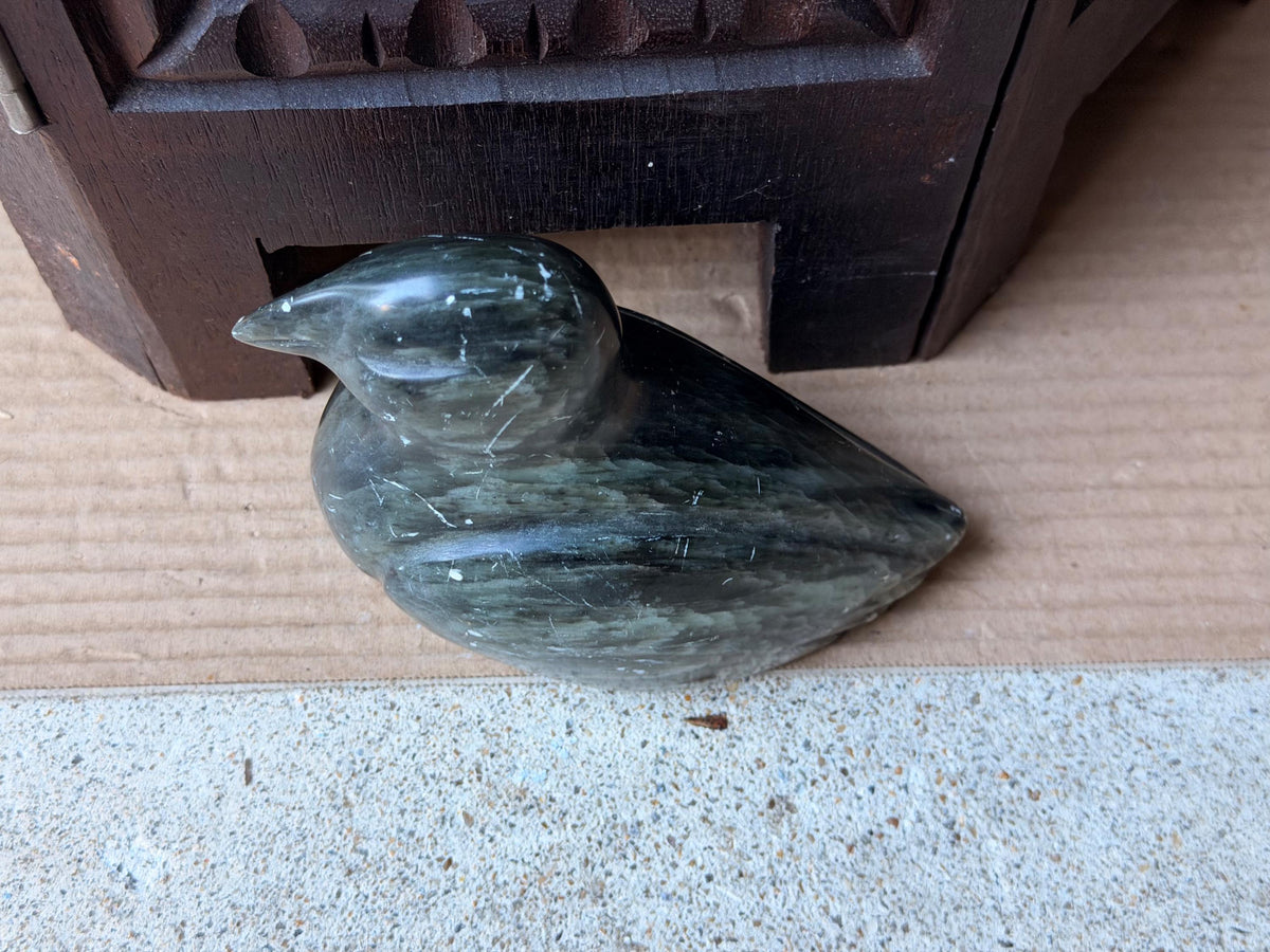Vintage Signed Ross Parkinson Soapstone Bird Carving Canadian Steatite 5.8"