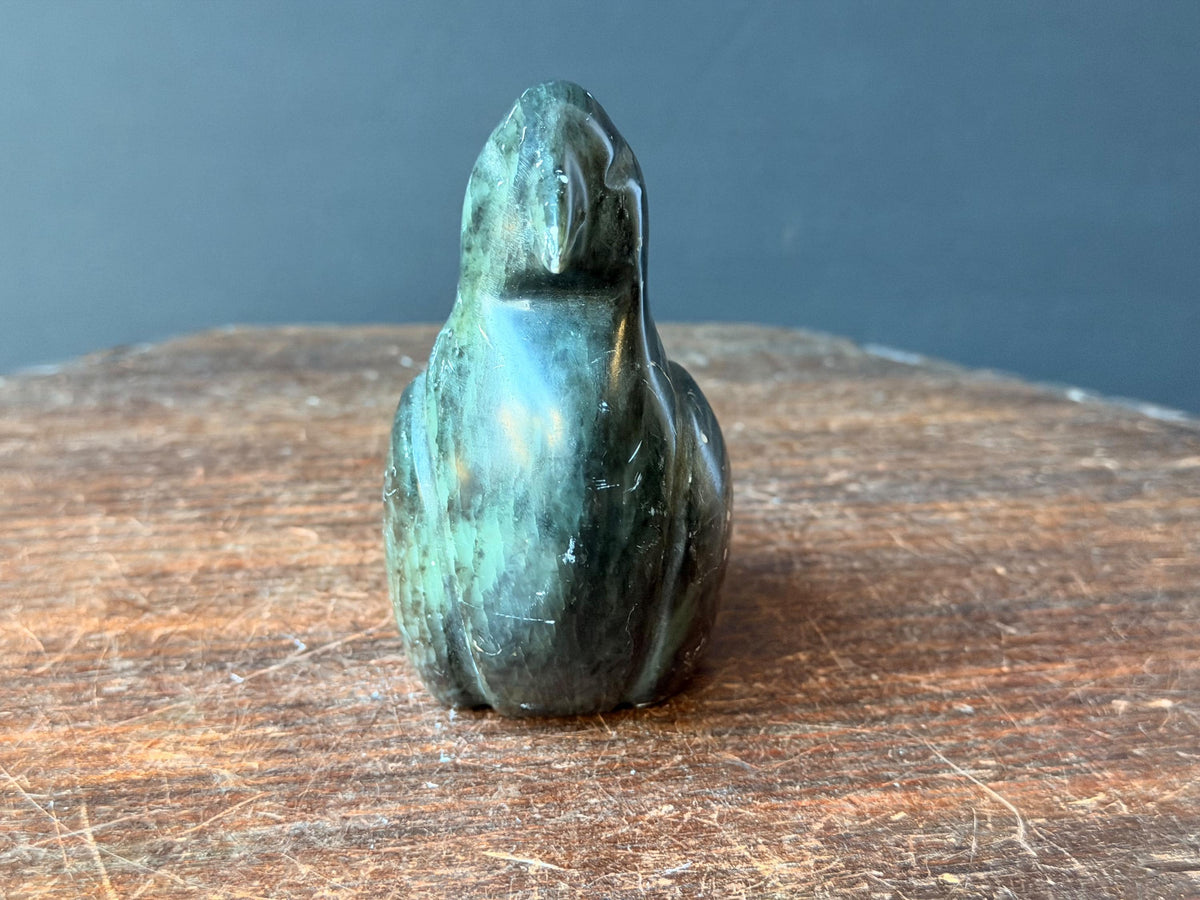 Vintage Signed Ross Parkinson Soapstone Bird Carving Canadian Steatite 5.8"