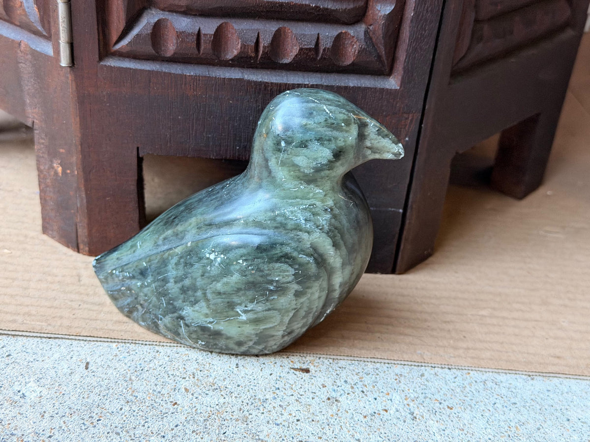 Vintage Signed Ross Parkinson Soapstone Bird Carving Canadian Steatite 5.8"
