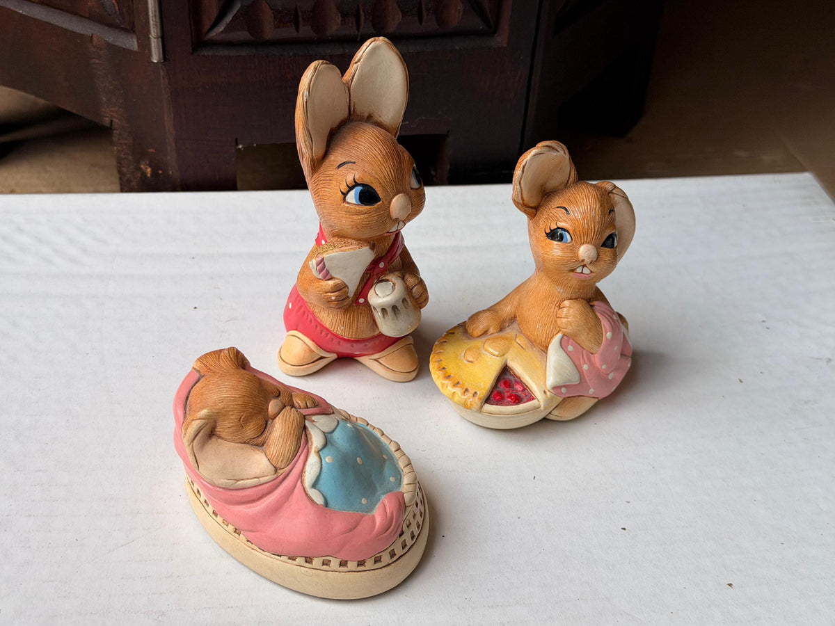 Vintage PenDelfin Stonecraft 3pc Set Muncher Pieface Poppet Rabbit