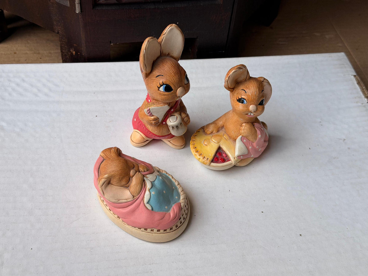 Vintage PenDelfin Stonecraft 3pc Set Muncher Pieface Poppet Rabbit