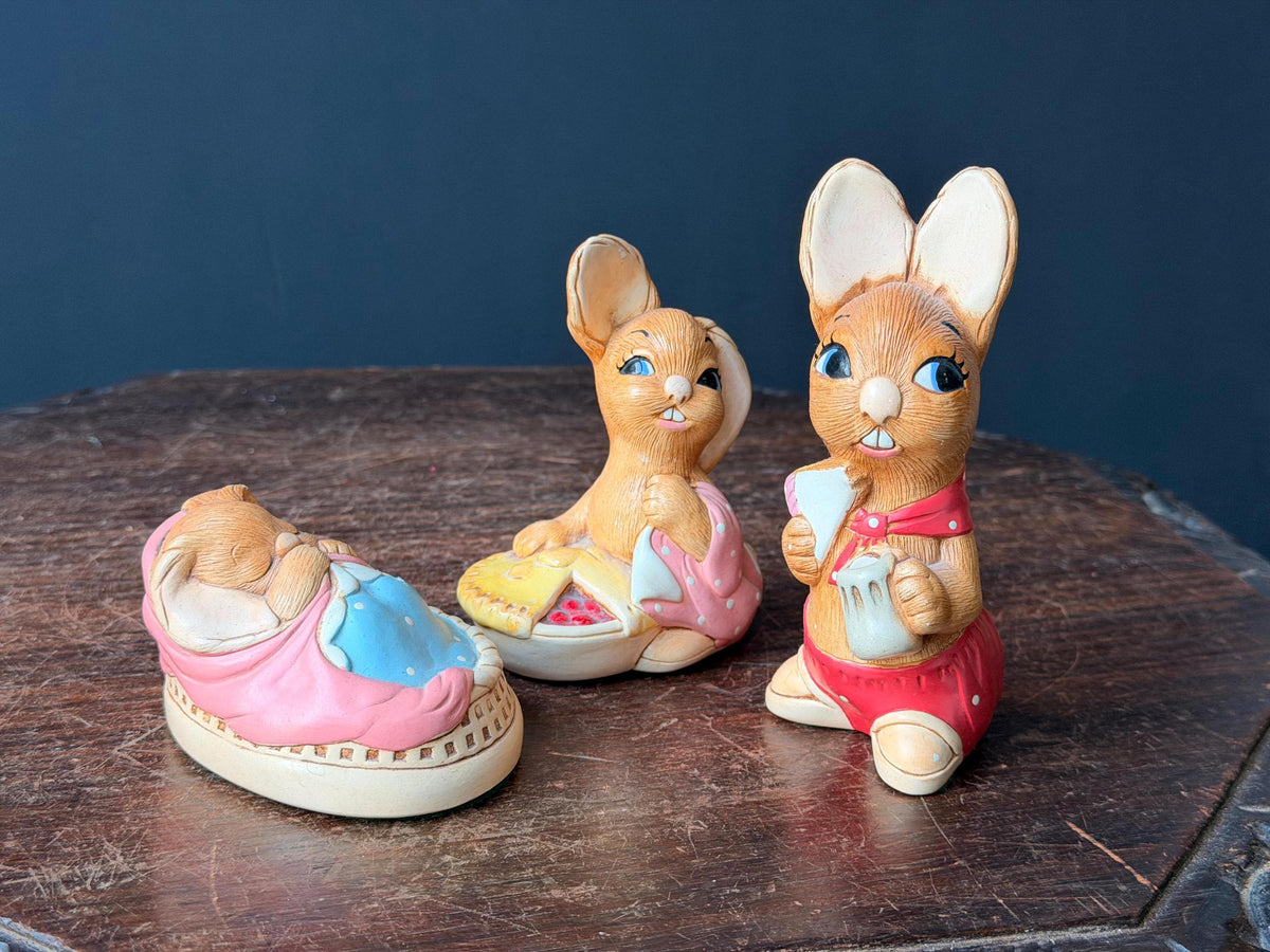 Vintage PenDelfin Stonecraft 3pc Set Muncher Pieface Poppet Rabbit