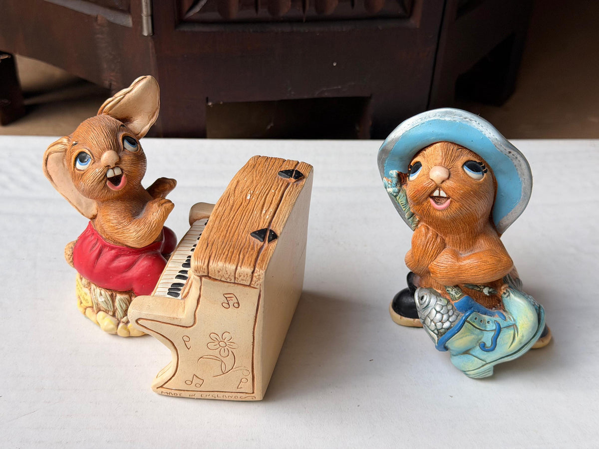Vintage PenDelfin Stonecraft 3pc Set The Thumper Piano Whopper Rabbit