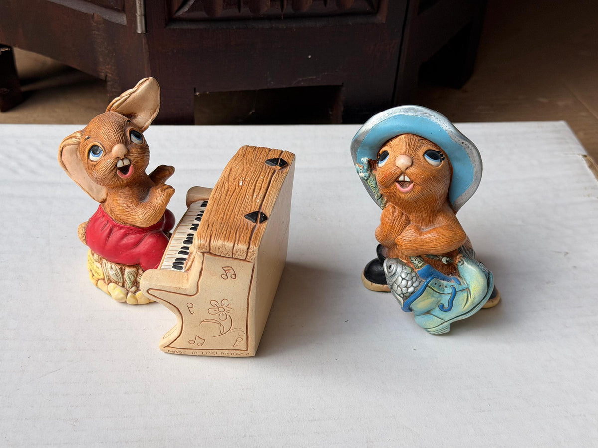 Vintage PenDelfin Stonecraft 3pc Set The Thumper Piano Whopper Rabbit