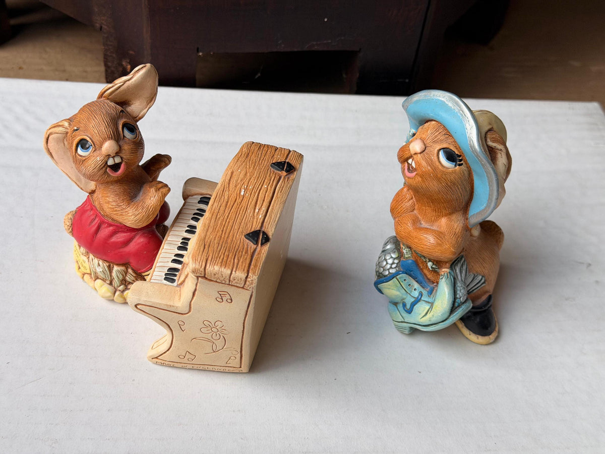 Vintage PenDelfin Stonecraft 3pc Set The Thumper Piano Whopper Rabbit