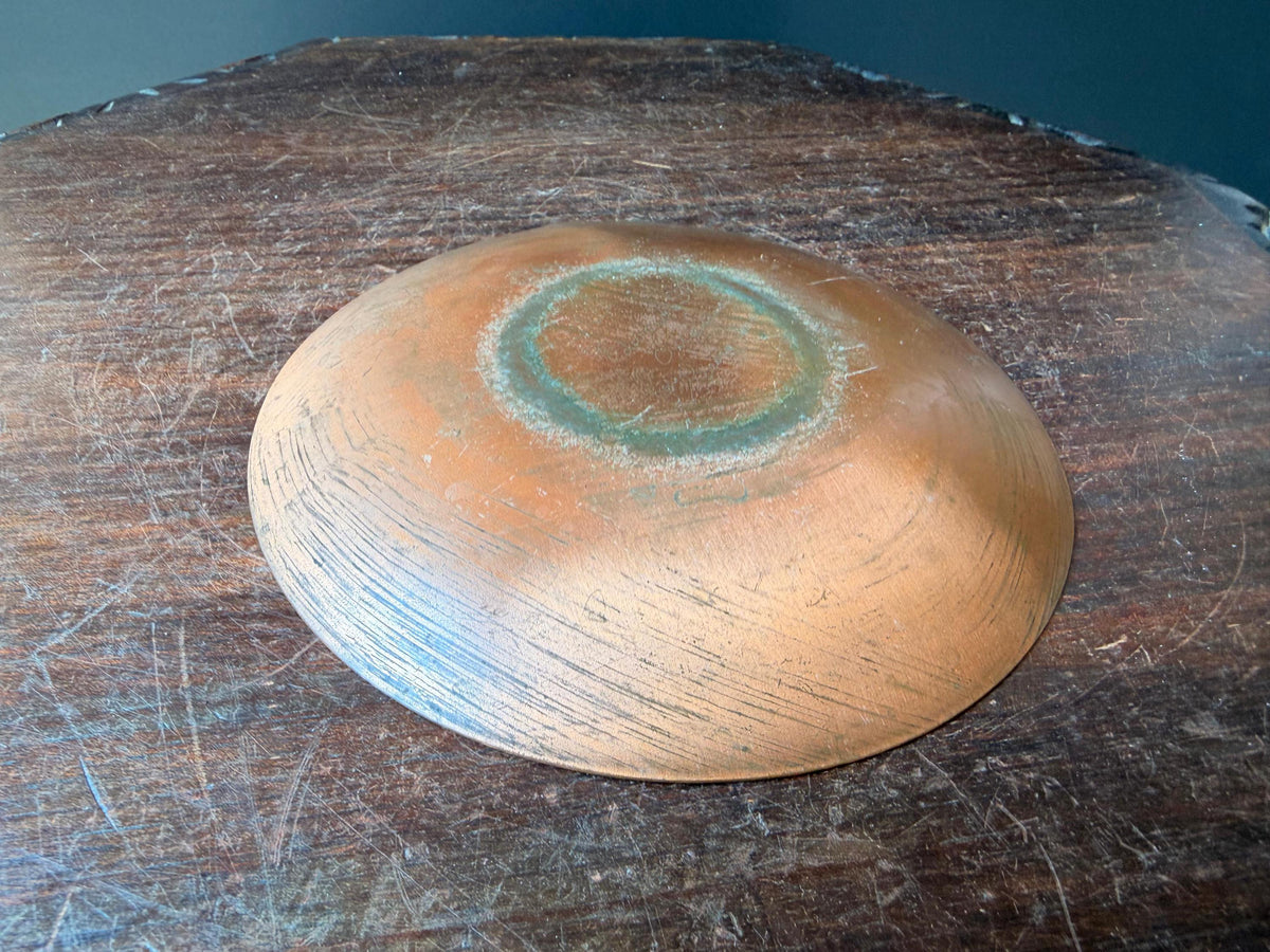 VTG Mid Century Enamel Copper Dish Bowl Edward Star Georg Jensen 7" MCM Tray