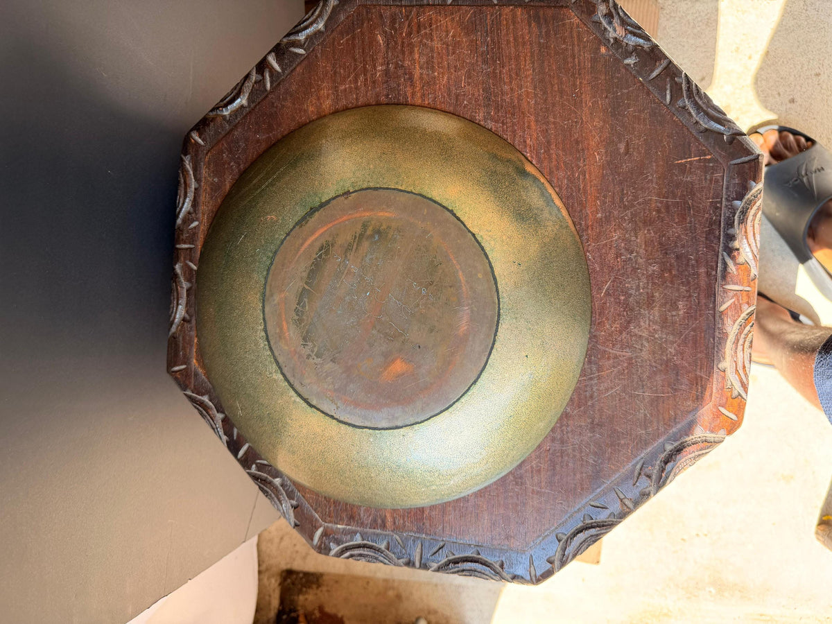 VTG Mid Century Enamel Copper Platter Large 12.5" Studio Art Bowl MCM Dish
