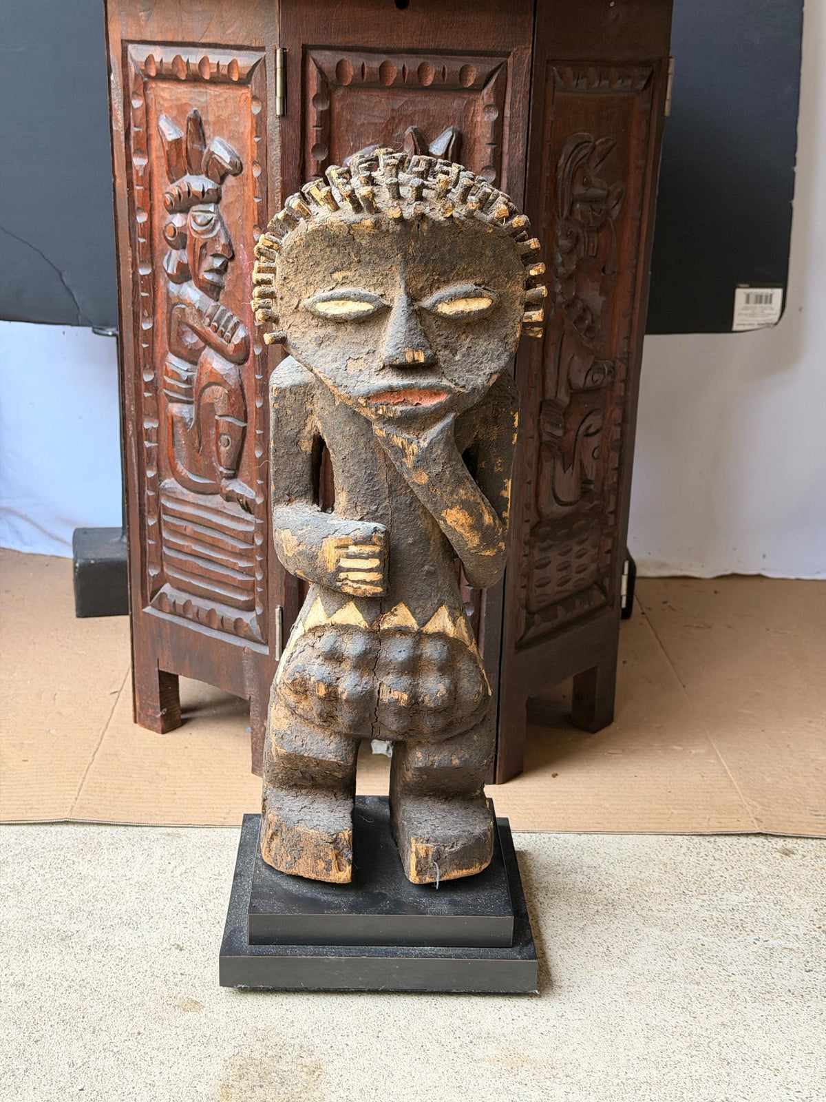Mambila Tadep Power Figure African Carved Wood Ancestral Statue 16"