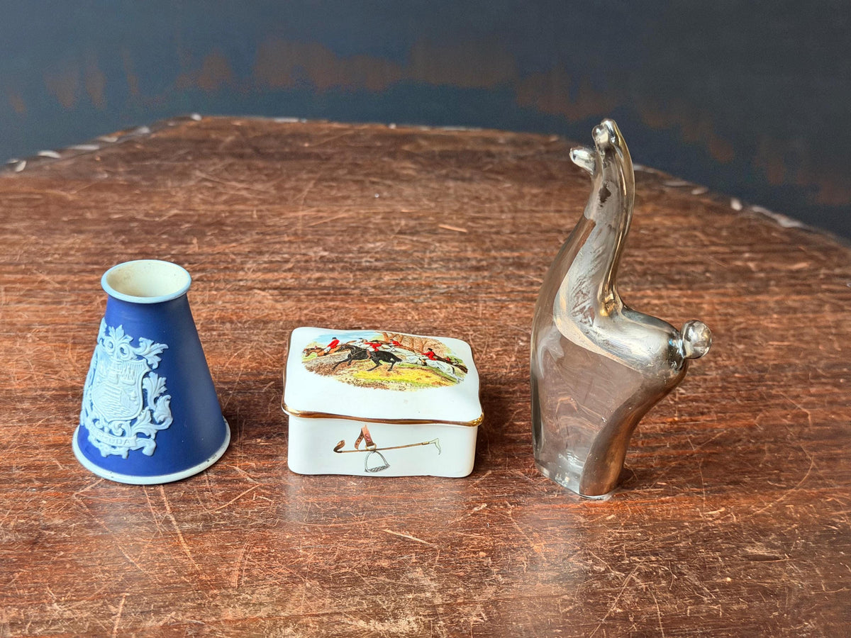 Vintage Hammersley Bone China Box Bermuda Jasperware Vase Art Glass L