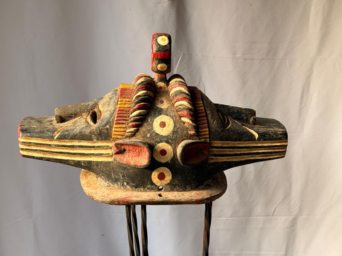 Vintage Igala Ofogli Mask 20" West African Wood Crest Jerald Barnes Provenance