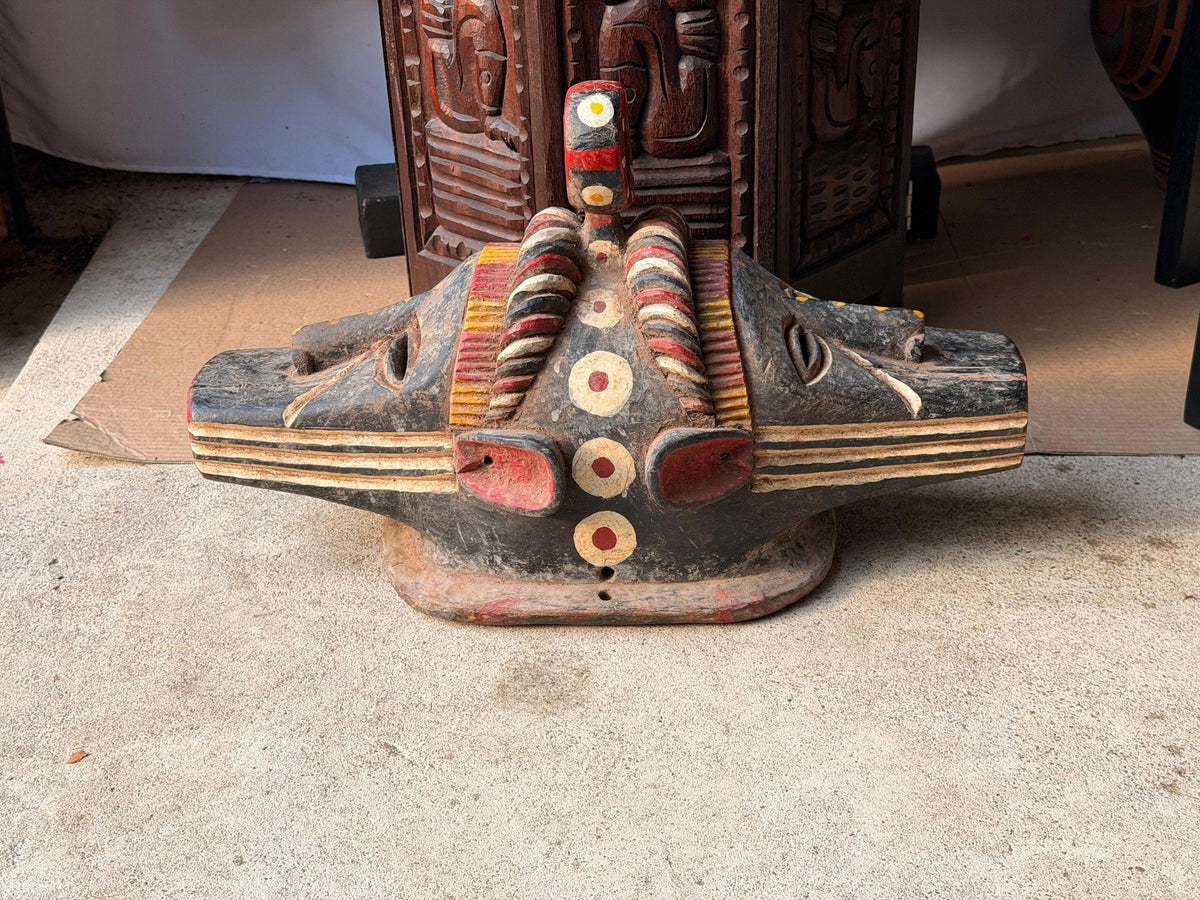 Vintage Igala Ofogli Mask 20" West African Wood Crest Jerald Barnes Provenance