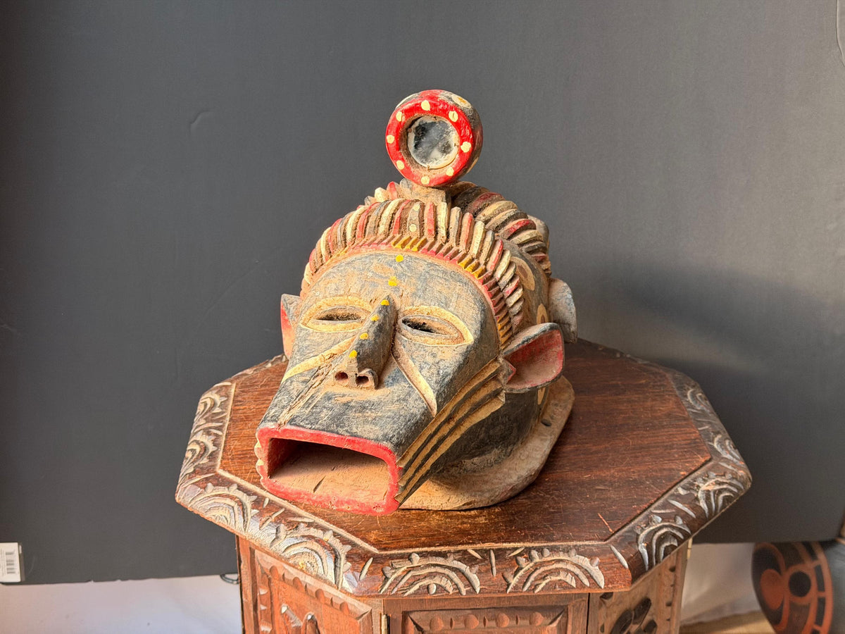Vintage Igala Ofogli Mask 20" West African Wood Crest Jerald Barnes Provenance