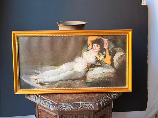 Vintage Francisco Goya La Maja Vestida Framed Print Spanish Wall Decor 22x11