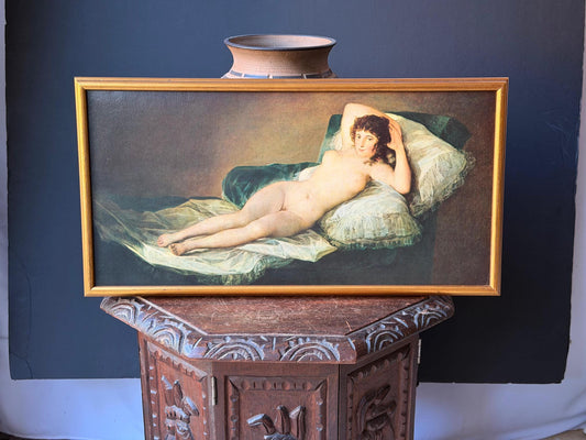 Vintage Francisco Goya La Maja Desnuda Framed Print Nude Art Decor 22x11