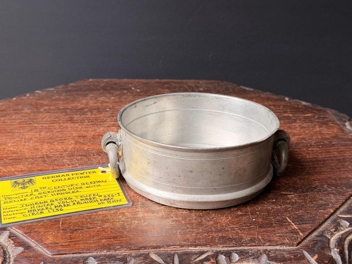 Antique 1756 German Pewter Bowl Johann Georg Teufel Munich Serving Dish 6in