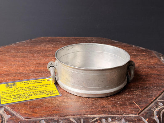Antique 1756 German Pewter Bowl Johann Georg Teufel Munich Serving Dish 6in