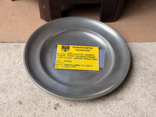 Antique 18thC German Pewter Plate Remig 1791 Angel Touchmarks Dish 8.8in