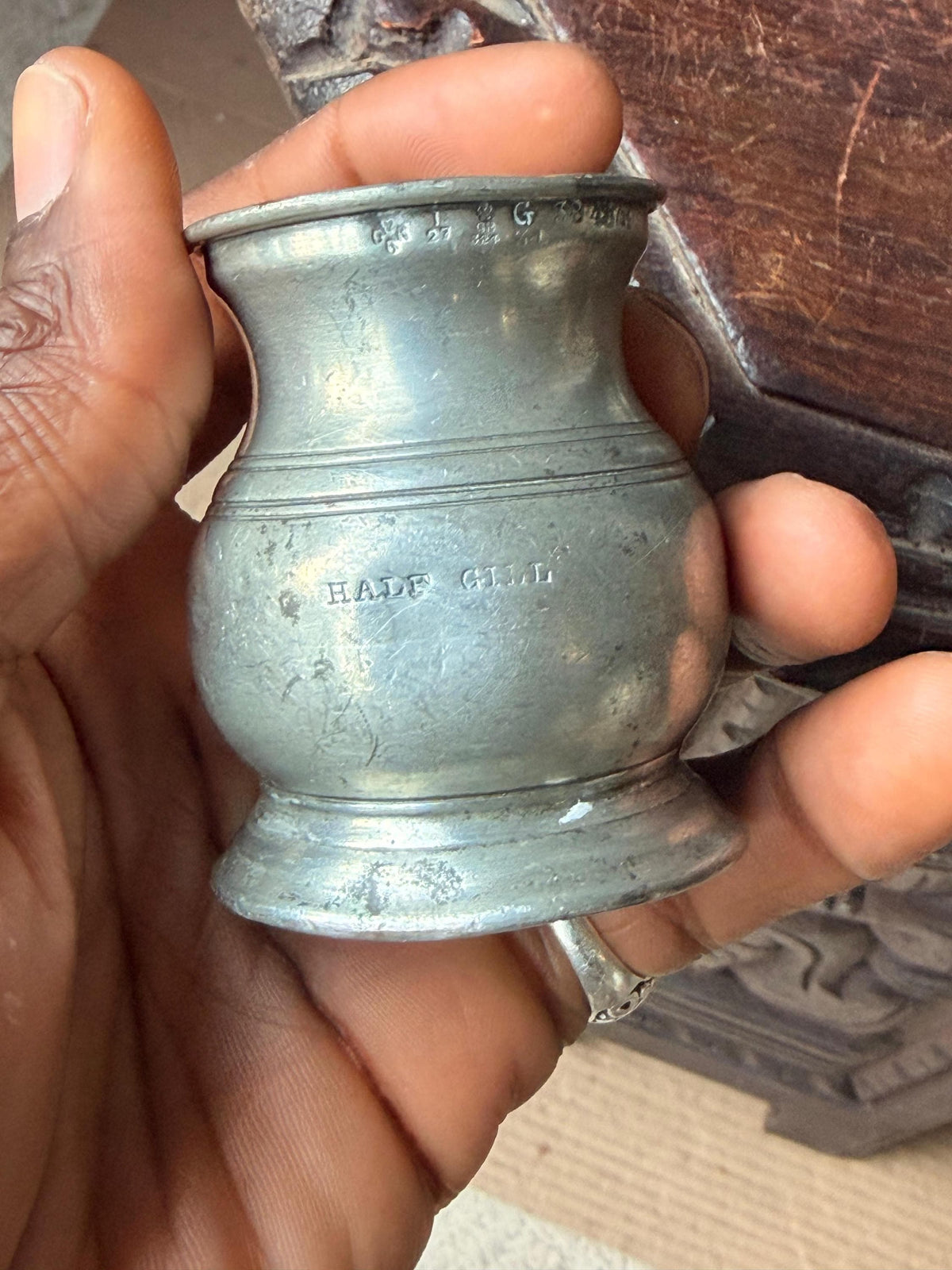 Antique Pewter Tavern Measures Set Gaskell Chambers Birmingham English Gill