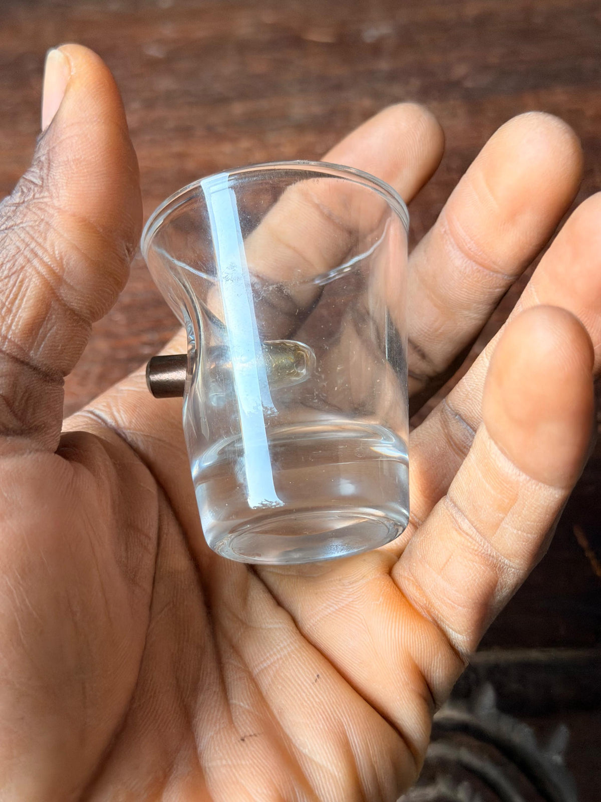 Real Bullet Embedded Shot Glass Handcrafted Heavy Glassware Barware 2.4 in
