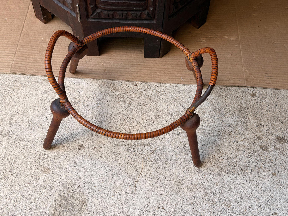 Vintage MCM Jens Quistgaard Dansk Teak Rattan Casserole Stand Trivet 10in