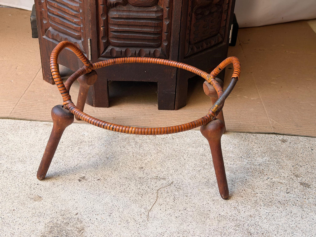 Vintage MCM Jens Quistgaard Dansk Teak Rattan Casserole Stand Trivet 10in