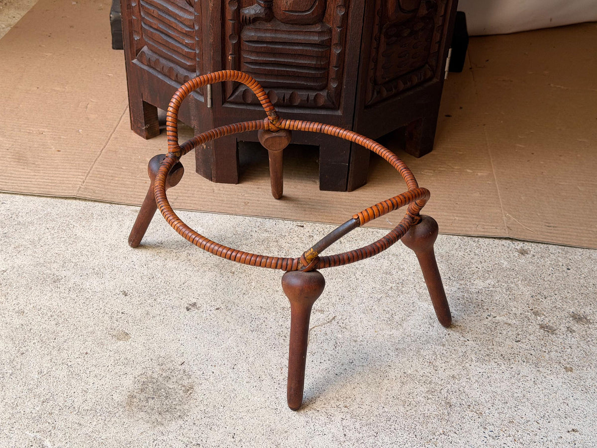 Vintage MCM Jens Quistgaard Dansk Teak Rattan Casserole Stand Trivet 10in