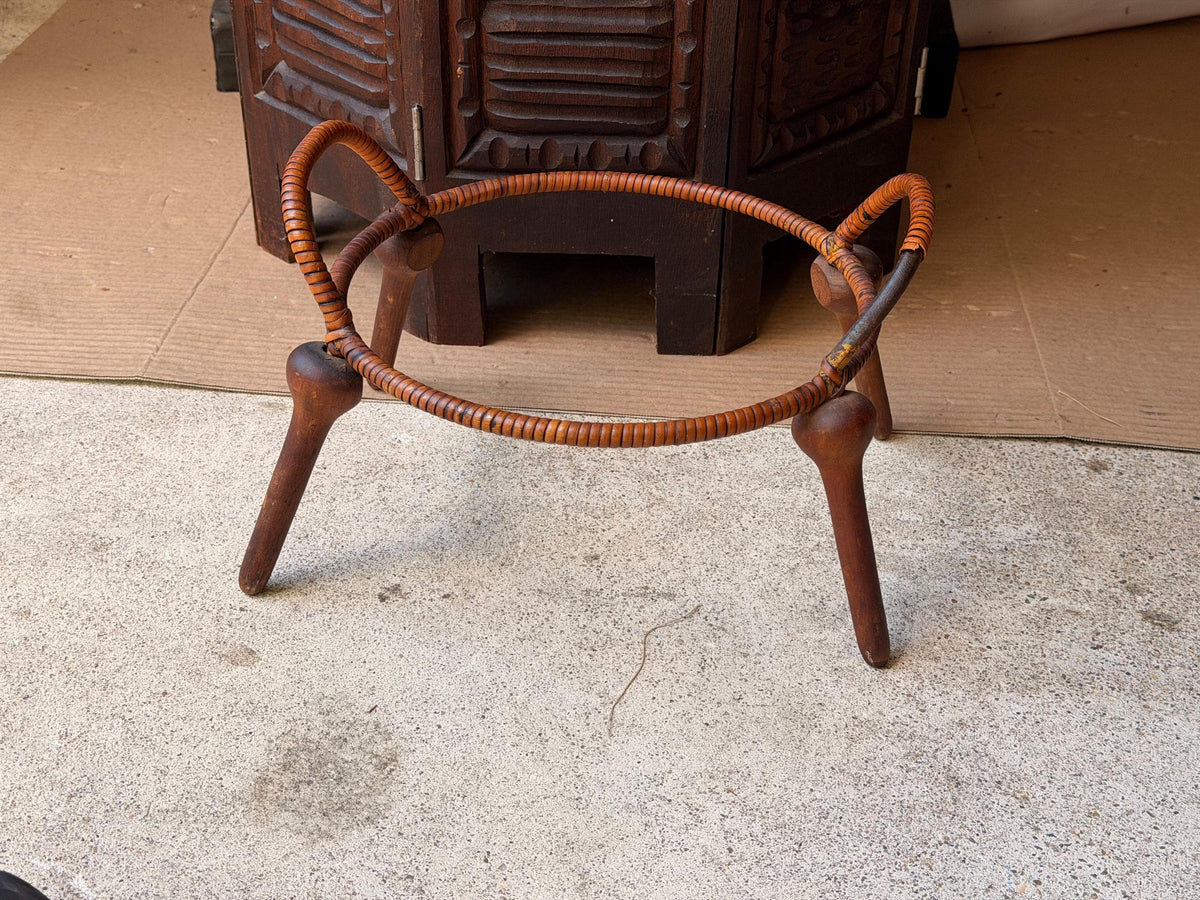 Vintage MCM Jens Quistgaard Dansk Teak Rattan Casserole Stand Trivet 10in