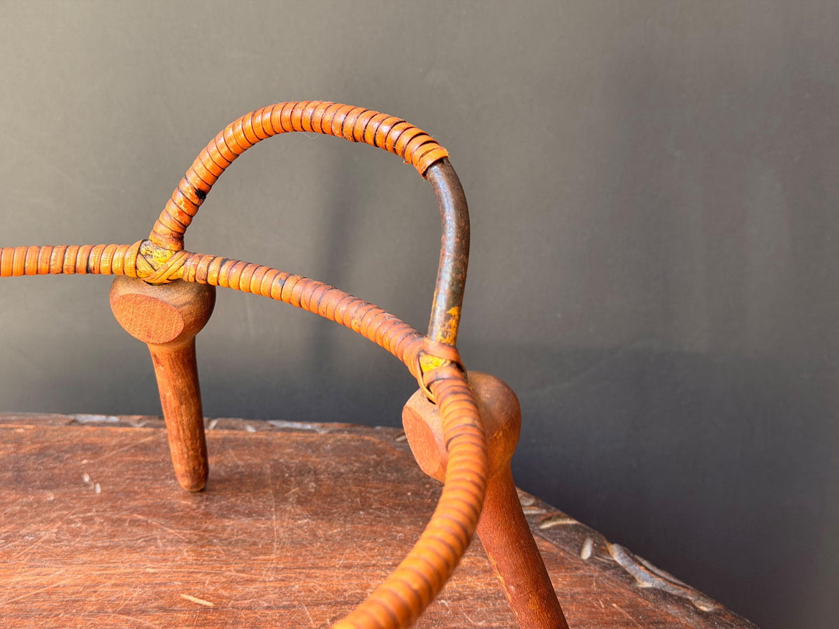 Vintage MCM Jens Quistgaard Dansk Teak Rattan Casserole Stand Trivet 10in