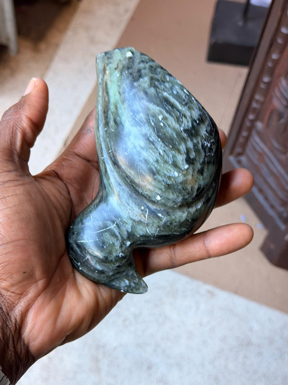 Vintage Signed Ross Parkinson Soapstone Bird Carving Canadian Steatite 5.8"