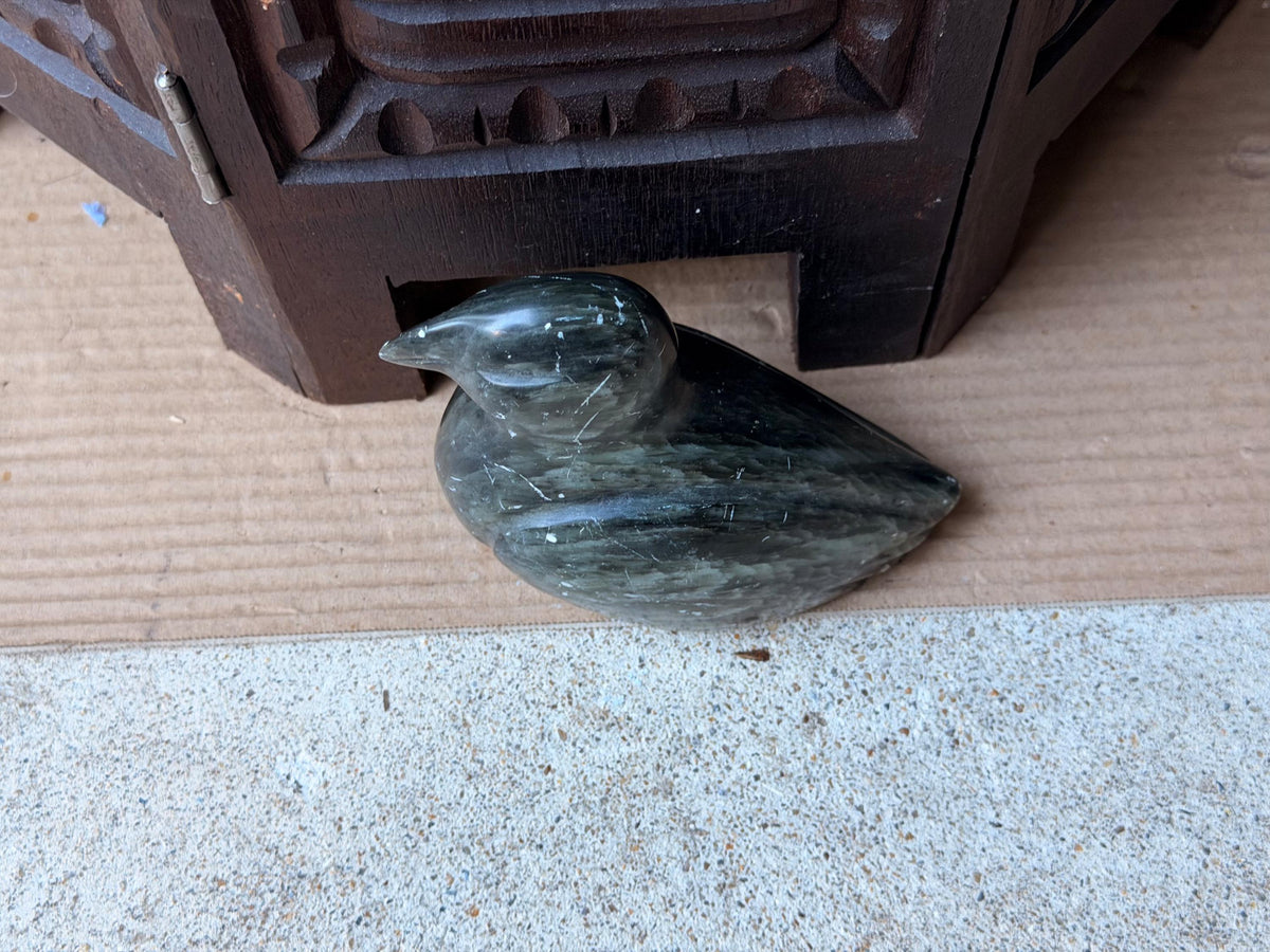 Vintage Signed Ross Parkinson Soapstone Bird Carving Canadian Steatite 5.8"