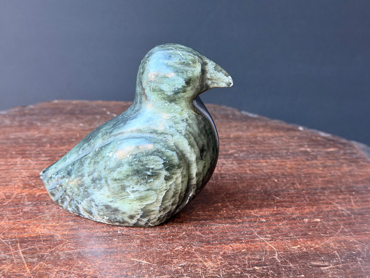 Vintage Signed Ross Parkinson Soapstone Bird Carving Canadian Steatite 5.8"