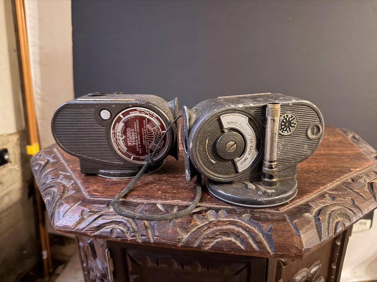 Vintage Bell & Howell Filmo Double Run Eight 8mm Movie Camera Pair Mid-Century